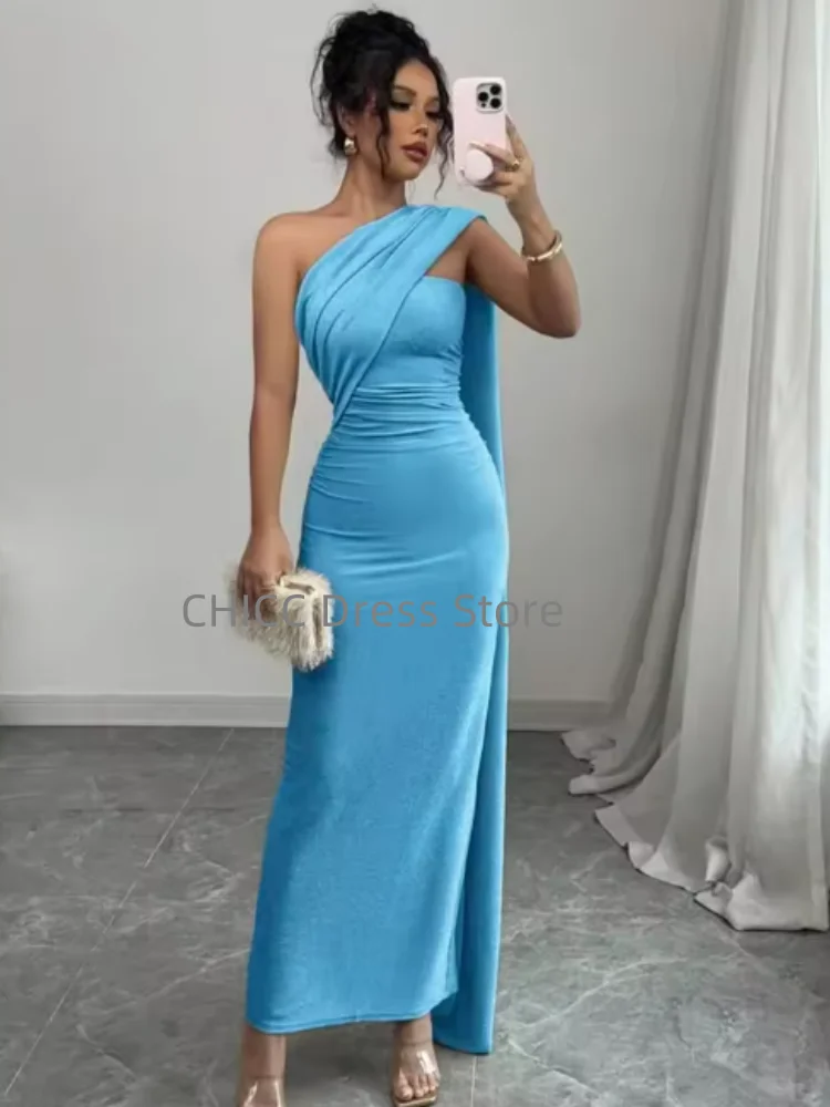 아랍어 댄스 파티 드레스 한 어깨 인어 이브닝 드레스 간단한 특별 행사 파티 가운 فساتين سهرات 맞춤형