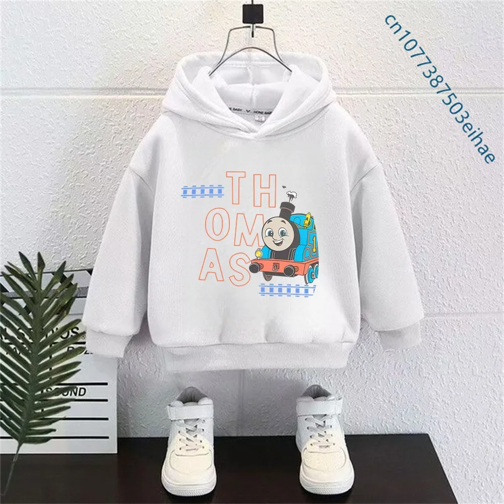 Sudadera con capucha con estampado de dibujos animados de Thomas the Train para niños de 3 a 14 años, sudadera con capucha para niños, ropa de moda para la vida diaria de niños y niñas