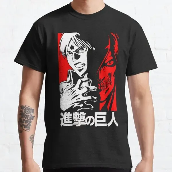 Anime Tee Shirt Short Sleeve Clothing Gift Attack On Titan Eren Yeager Freedom T Shirts Men Women 100% Cotton Awesome T-Shirts