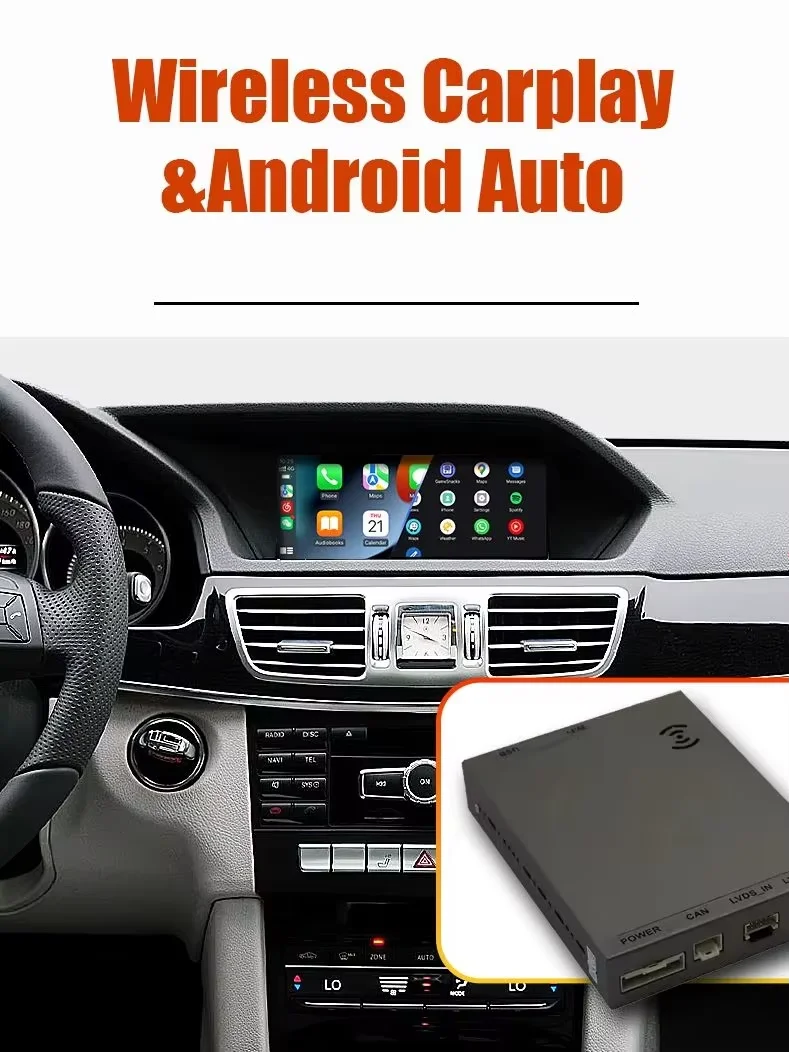 Moduł bezprzewodowego CarPlay i Android Auto do Mercedes Benz A B C E S GLA GLC GLS GLK SLK W117 W176 W207 W246 W212 W204 W218 NTG 4.0 NTG4.5 NTG5.0 BT GPS Dekoder Samochodowy — 2