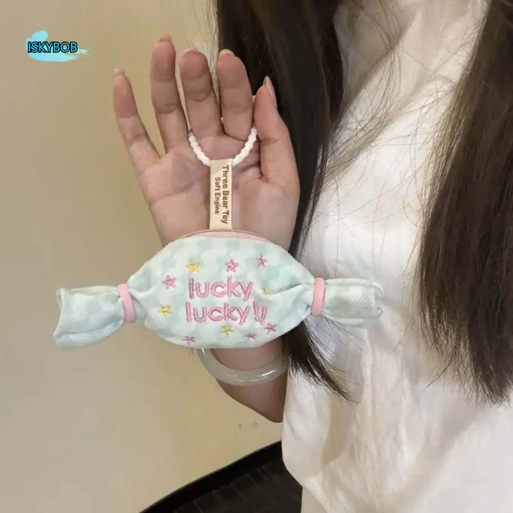 

Sweet Candy Design Coin Purse Star Canvas Lipstick Earphone Bag Embroidery Letter Pendant Sugar Shaped Decorative Bag Women