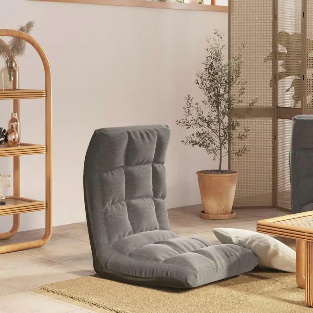 

Light Gray Fabric Folding Floor Chair - Comfortable & Space-Saving Seating Solution