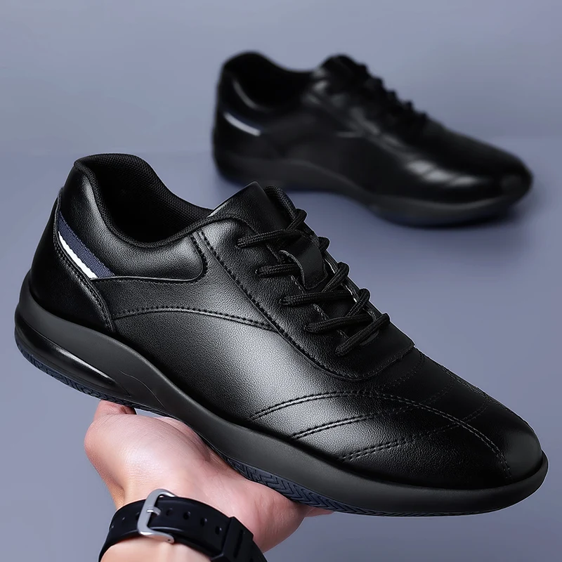 Men's Casual Leather Shoes lace up Male Sneakers outdoor Comfortable Flats Shoes Fashion Shoes for Men Tenis Masculino