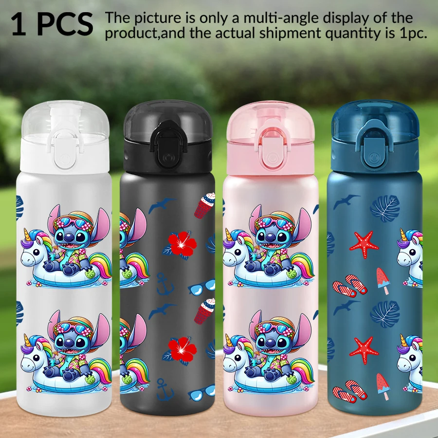 1pc disney stitch unicórnio padrão 26oz garrafa de água de plástico esportes ao ar livre copo de água aniversário/regresso a casa presente