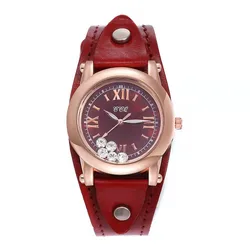 Women Dress Wristwatch Cowhide Leather Strap Watch Female Roll Drill Quartz Watch Ladies Rhinestone Watch Casual Couple Watch