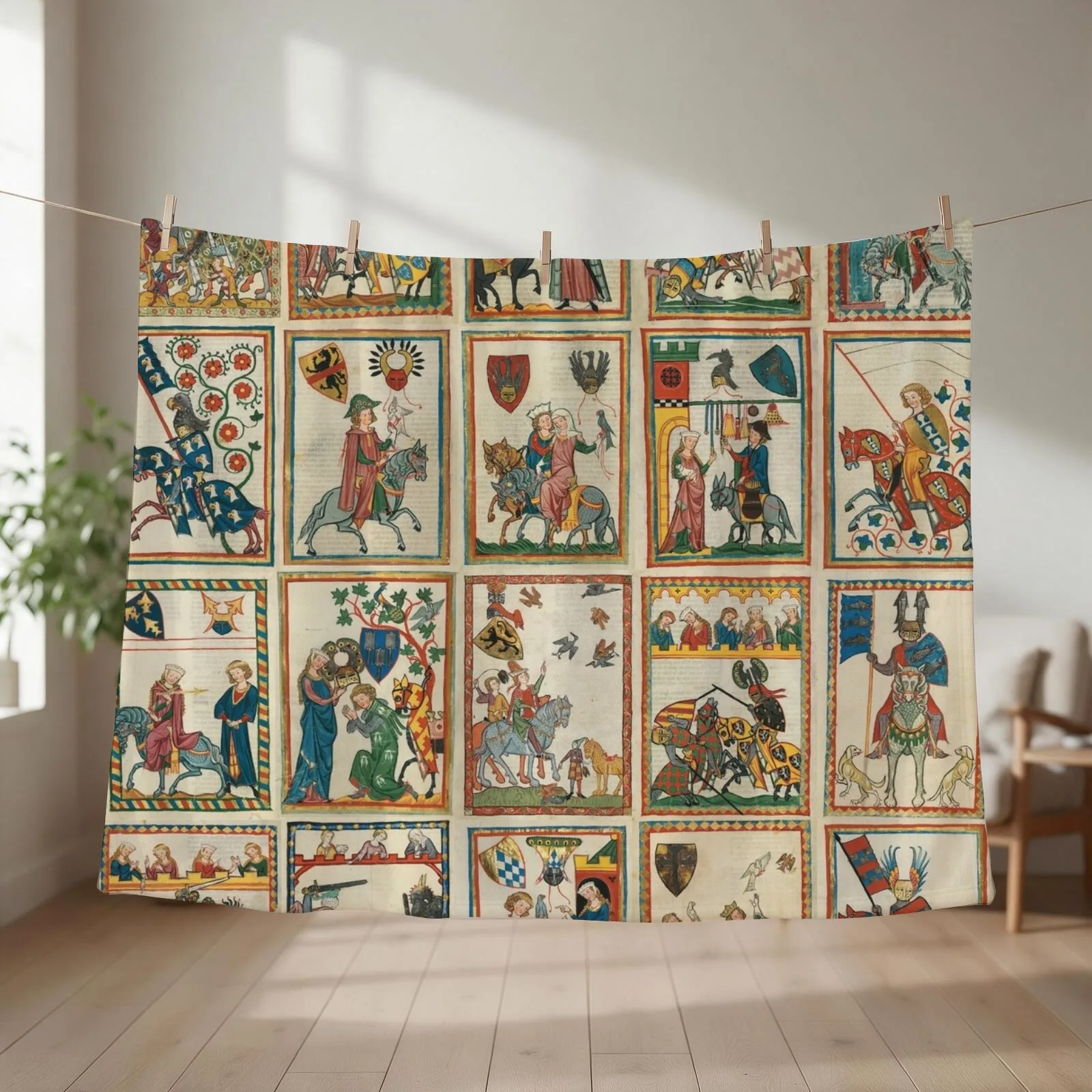 Codex Manesse Throw Blanket couch cozy soft plush fuzzy picnic outdoor blanket