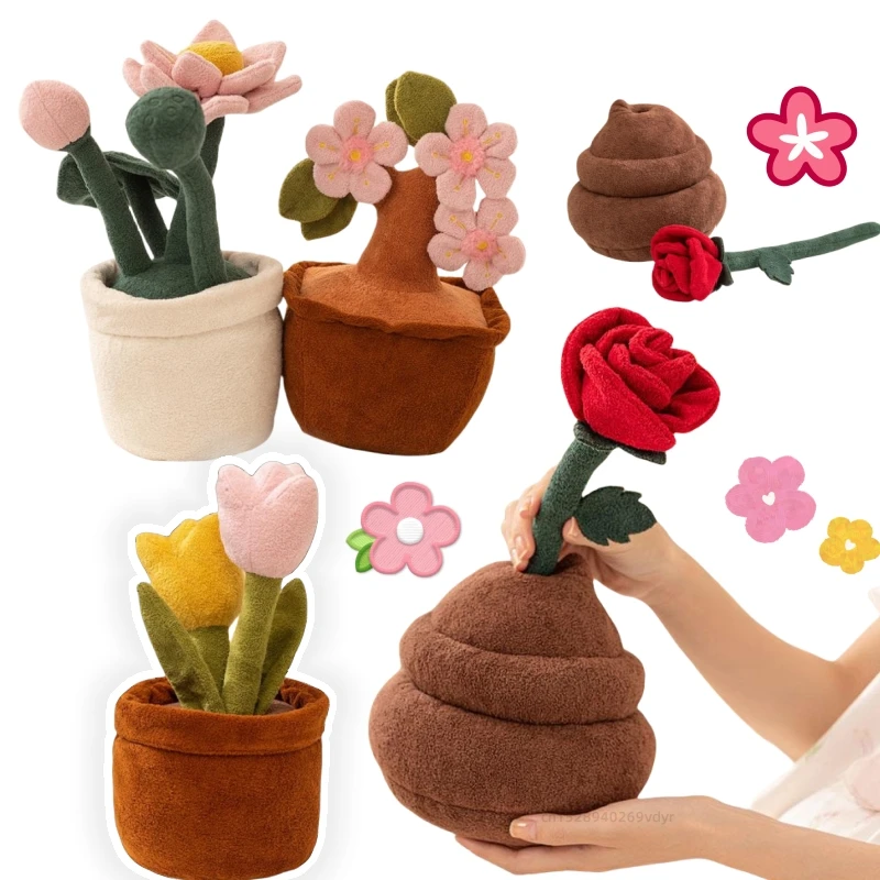 

Кавайные искусственные цветы, плюшевые игрушки, розовые, зеленые растения, тюльпаны, лотосы, цветы персика, мягкие куклы, украшение дома, рождественский подарок