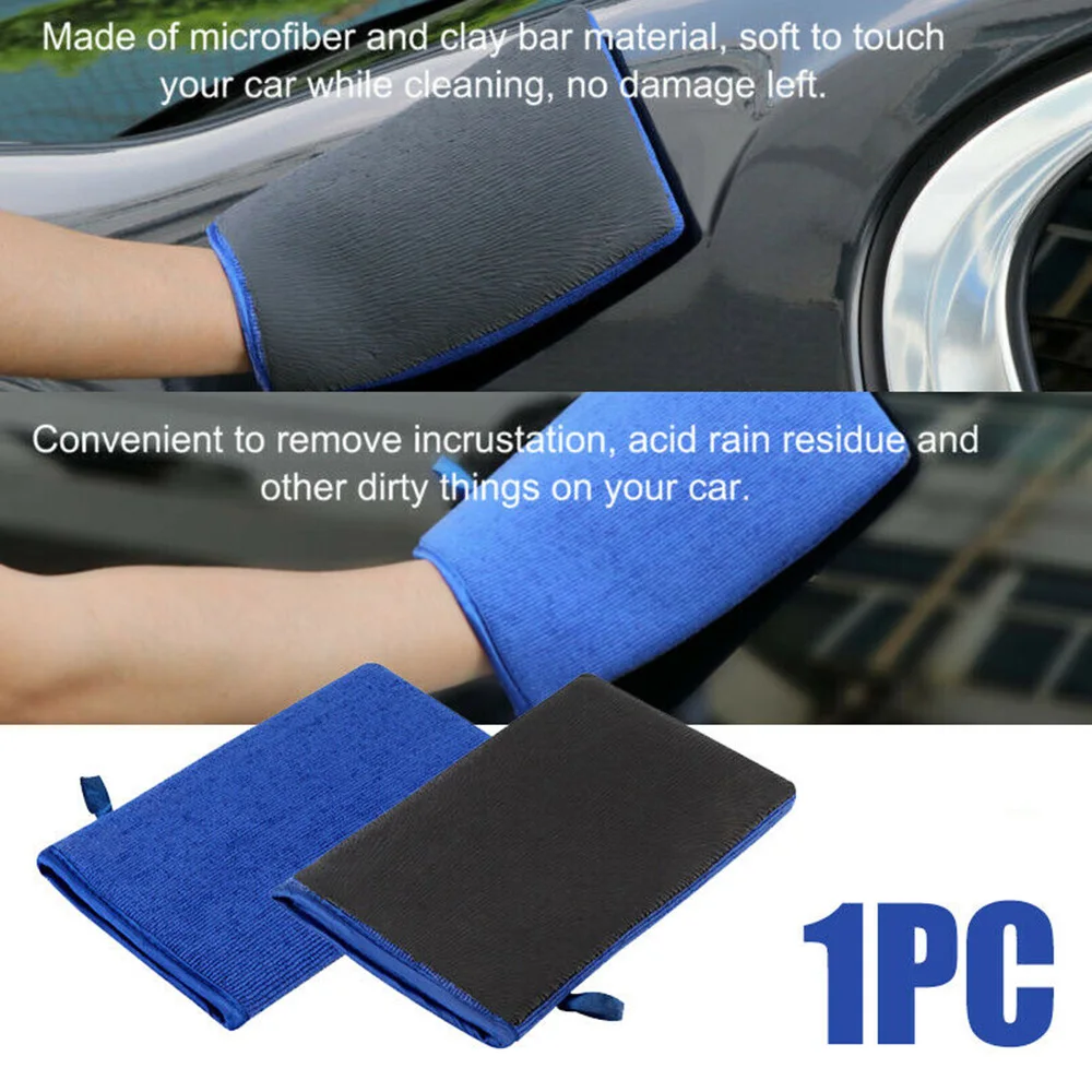 1*Car Blue Wash Gloves Microfiber Clay Bar Clay Mitt Car Polishing Detailing Tool 140*220mm/5.5*8.7