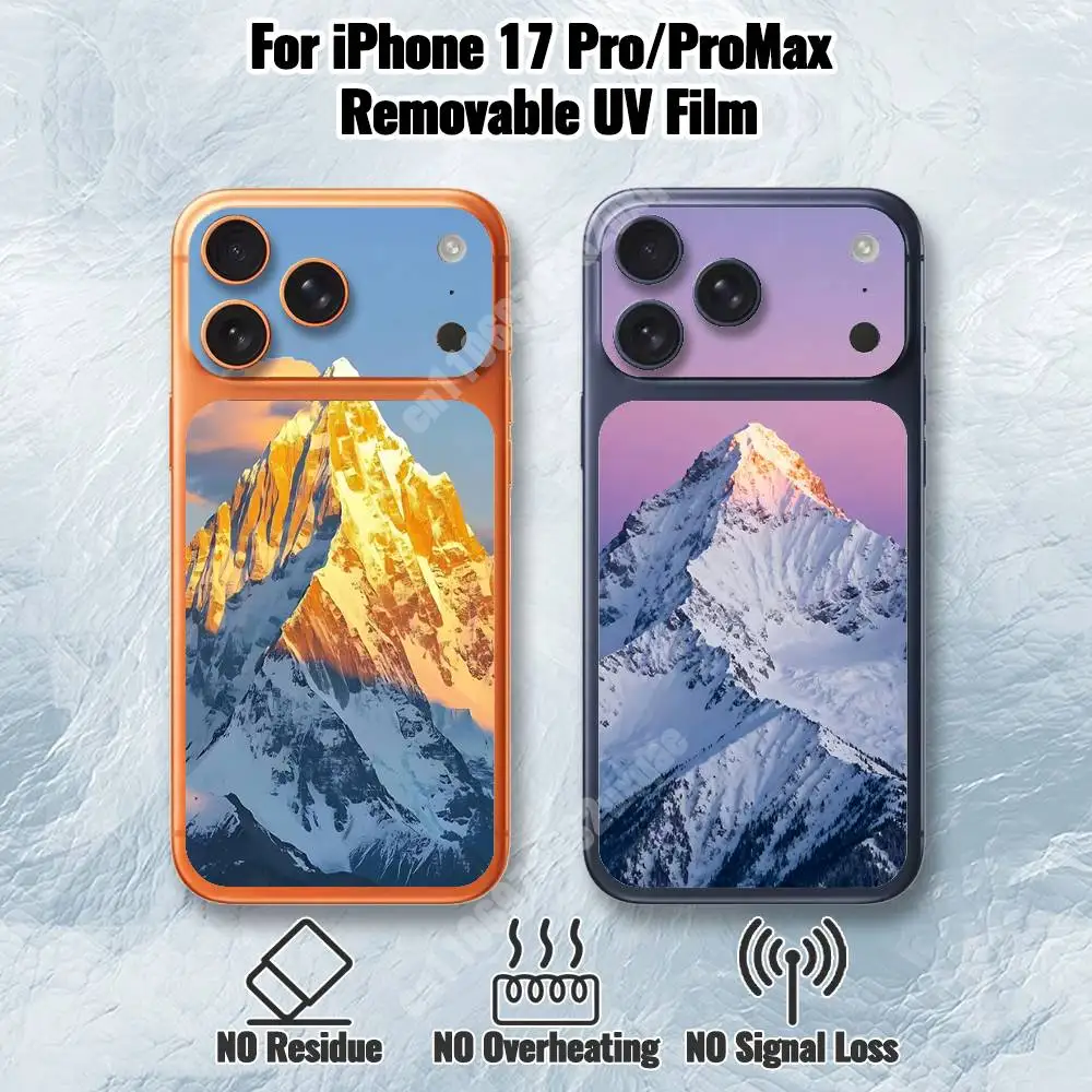 

Съемная УФ-пленка с изображением снежных гор для iPhone 17 Pro/17 Pro Max, HD-наклейка на заднюю панель