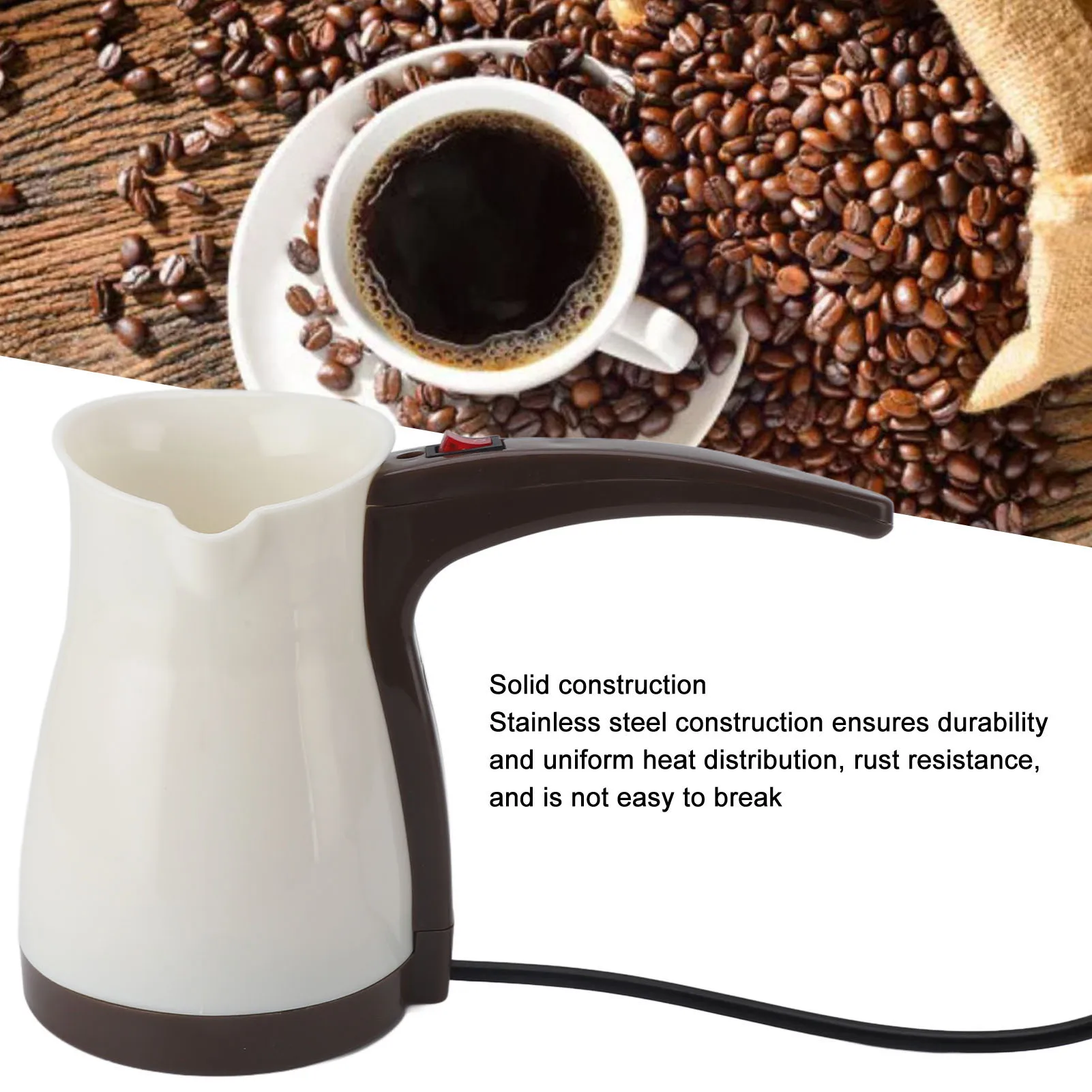 إبريق قهوة كهربائي سعة 500 مل مع مقبض من الفولاذ المقاوم للصدأ لصنع القهوة الكهربائية غلاية شاي ساخنة