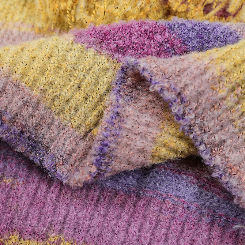 Bunter Fransen-Strickpullover, übergroßer Pullover, Retro-gestreift, langärmelig, Rundhalsausschnitt, Herbst-Winter, Boho, lockerer Pullover für Herren