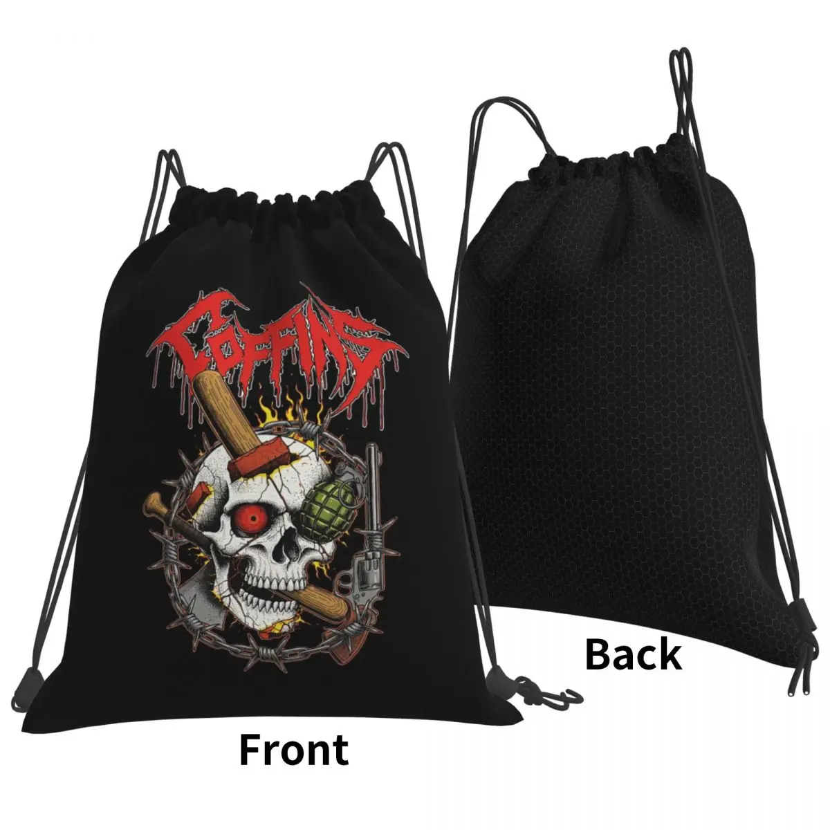 Trouble Maker - Trash Metal Skull Backpacks Fashion Drawstring Bags Sports Bag Book Bags for Travel School