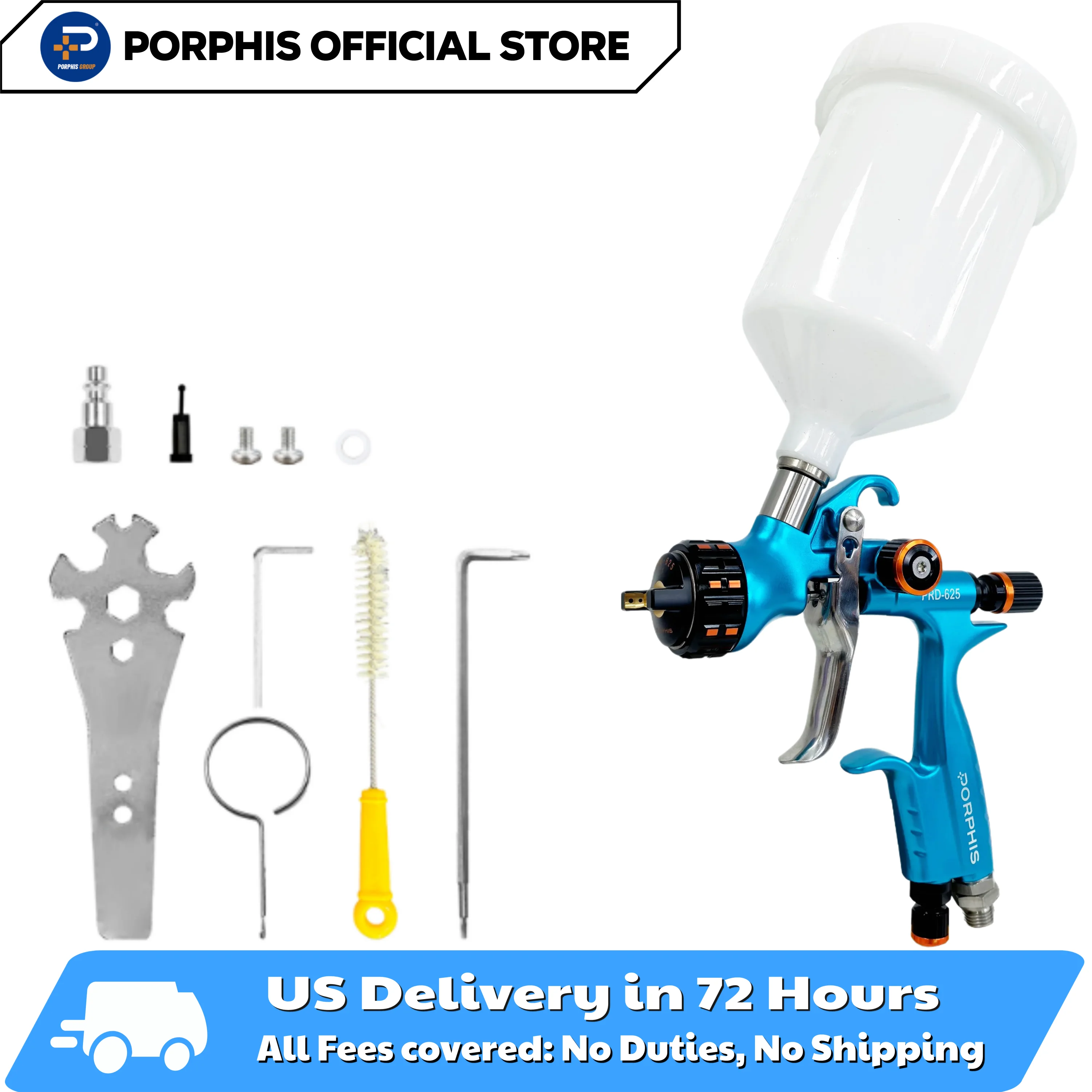 

Оригинальный пистолет-распылитель PORPHIS MP PRD-625, 1,3 мм, сопло с пластиковой чашкой 650 мл для покраски автомобиля, аэрографа, ремонтный пистолет-распылитель, АКЦИЯ США