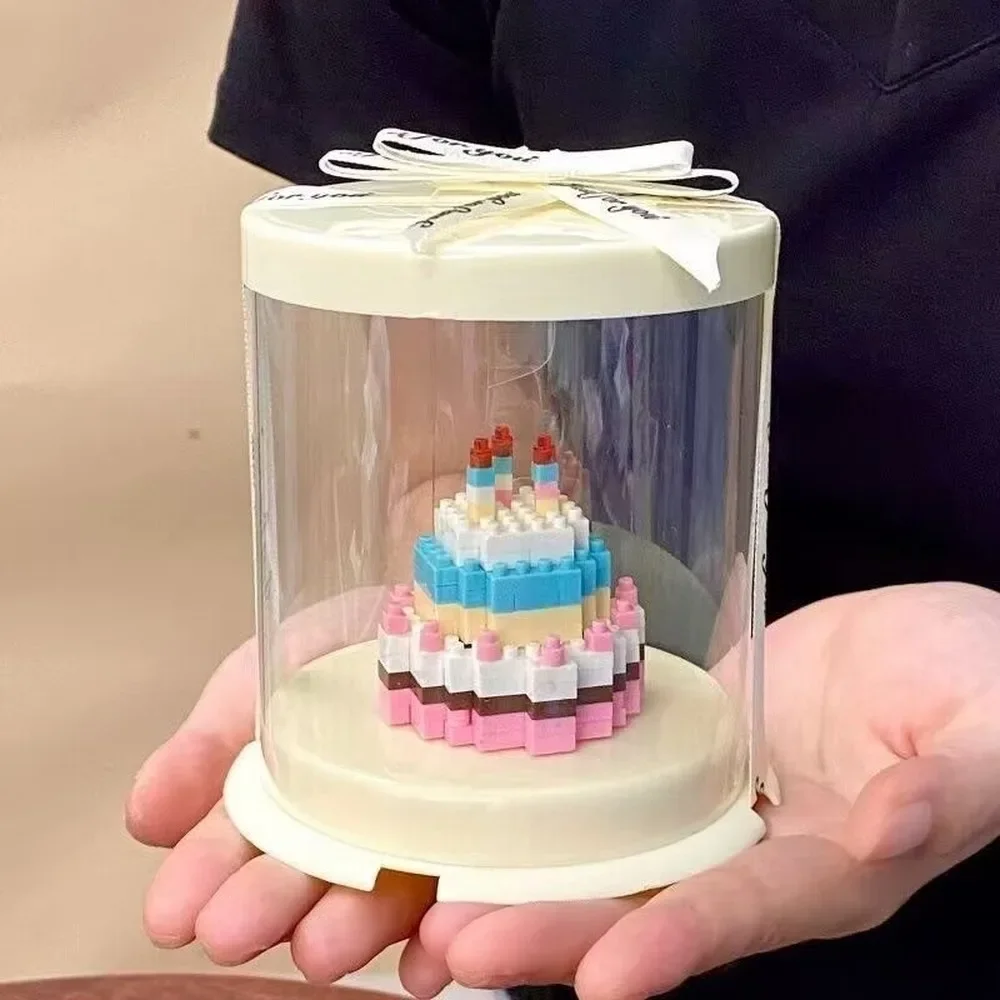 Aesthetic Sweet Healing Style Building Blocks Mini Cake Model DIY Assembly Cute Desktop Small Ornament Handmade Craft Decor