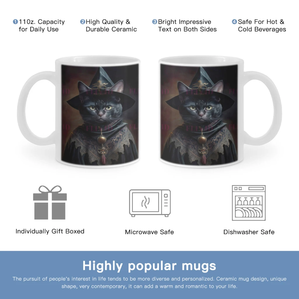 

Black-Cat-Witch-And-Vampire-Cat-Gothic-Witchcraft-Free shipping Ceramic Cup Coffee Oatmeal Breakfast Cup Creative Mug