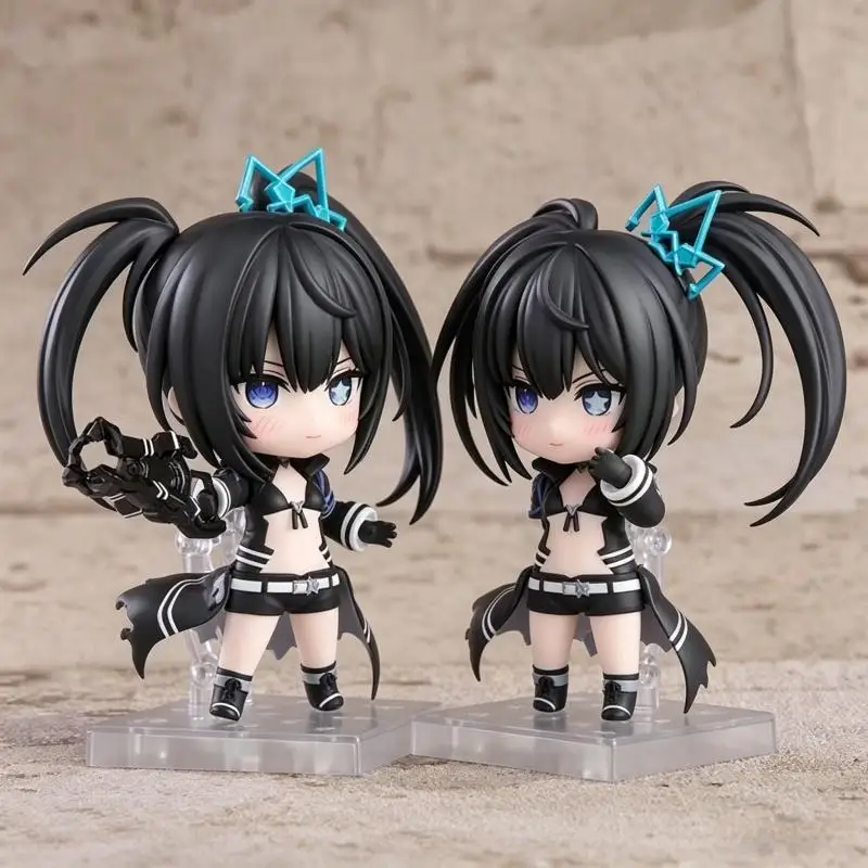 Hot Anime Character Black Rock Shooter Nendoroid 2155 Elishka Poseable Interchangeable Face Q Version Collectible Anime Figure ﻿