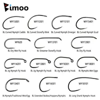 Bimoo 30 Uds. Anzuelo de atado de moscas sin púas de acero rico en carbono para atar plantilla Ninfa Stonefly Caddis Ninfa mosca seca húmeda señuelos de pesca de trucha