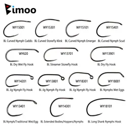 Bimoo 30pcs High Carbon Steel Barbless Fly Tying Hook For Tying Jig Nymph Stonefly Caddis Nymph Wet Dry Fly Trout Fishing Lures