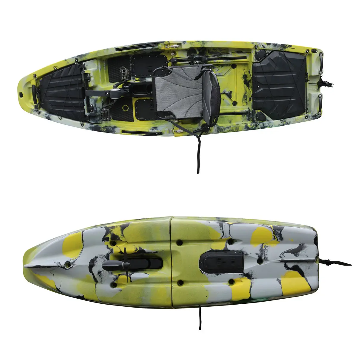 Material de casco de HDPE para kayak marino con pedal Modular para una sola persona de 9,3 pies con hélice para pescar ríos