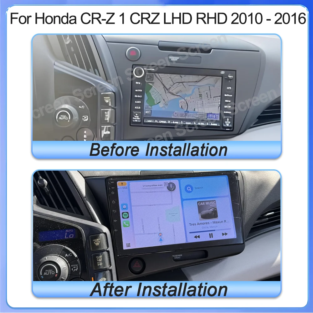 Android 16 For Honda CR-Z 1 CRZ LHD RHD 2010 - 2016 2K Incell Screen Multimedia Stereo Head Unit GPS Navigation High-performance