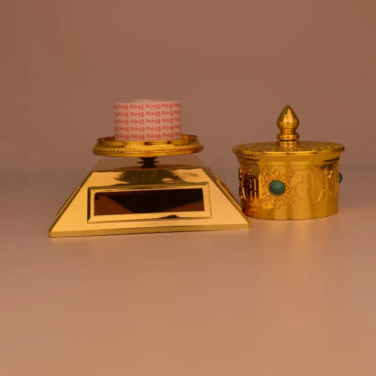 Chinese Religion Sifang Solar Car Turning Wheel Protection Ping An Buddhist Supplies  Room Decoration Accessories