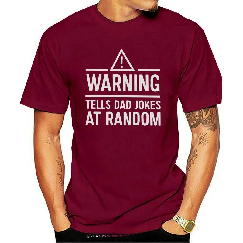 Men's Random Dad Jokes T-Shirt Gift Best Dad Warning Cotton Comfortable Fit Casual Tee for Fathers And Dads