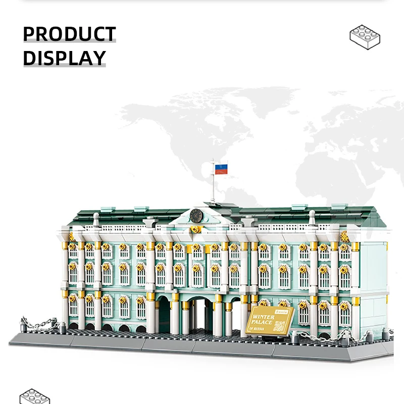 WG5244 World Famous Architectural Model Series St. Petersburg Winter House Collection Educational Assembly Block Toy Boy Gifts