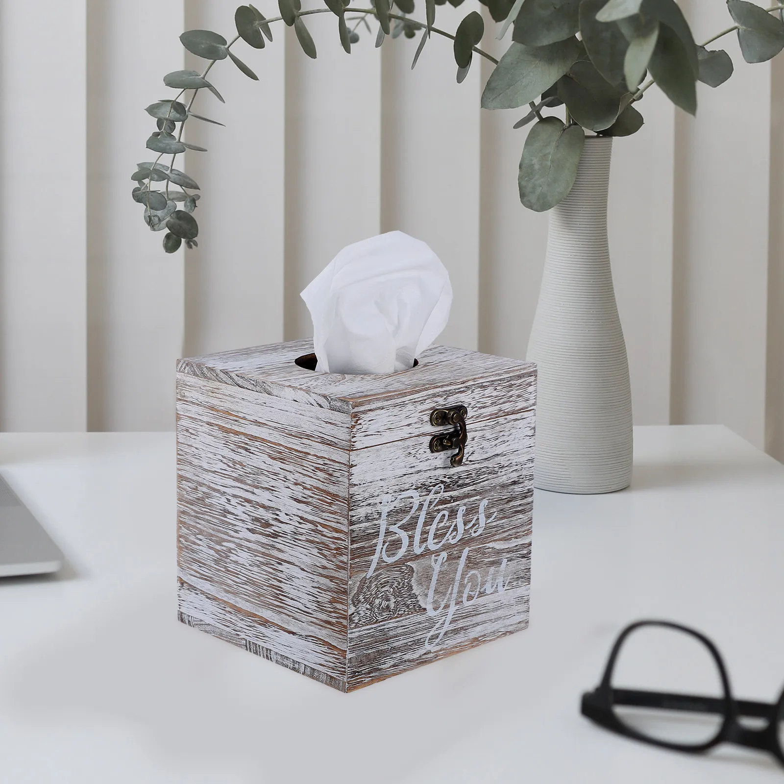 

Retro Solid Wood Tissue Box Holder 14 8x14 8x15 8cm Smooth Grey Desktop Paper Towel Dispenser Napkin Boxes Storage Cases