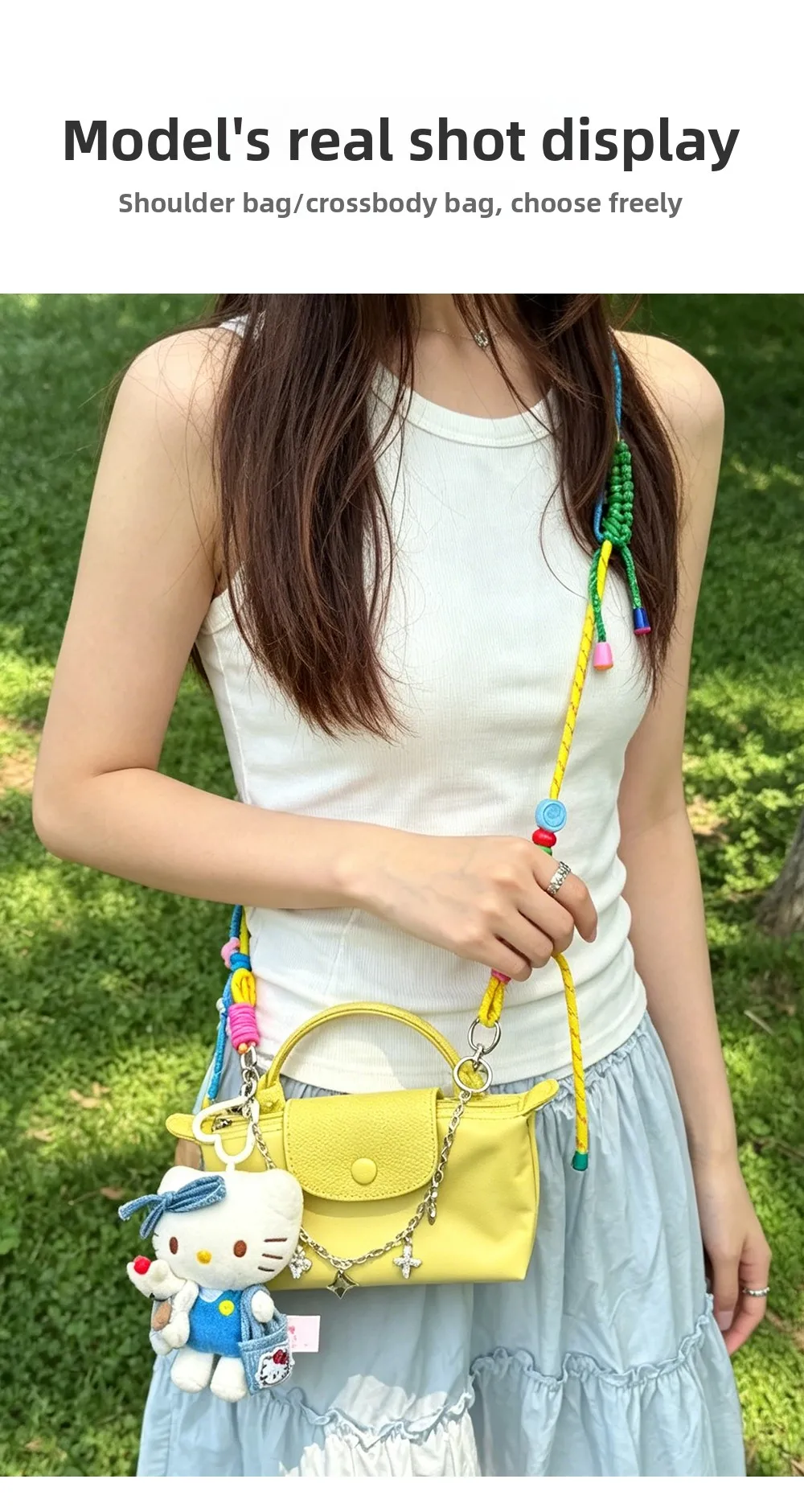 Woven Bag Shoulder Strap For Mini Longchamp Colorful Bag Durable Fashion Good Quality Bag Modification Bag Accessories