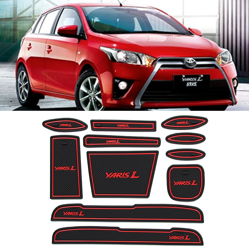 11 pcs Car rubber anti-slip mat coaster Door Slot Mat Set For Toyota YARiS L 2016 2017 2018 2019 2020 2021 accessories