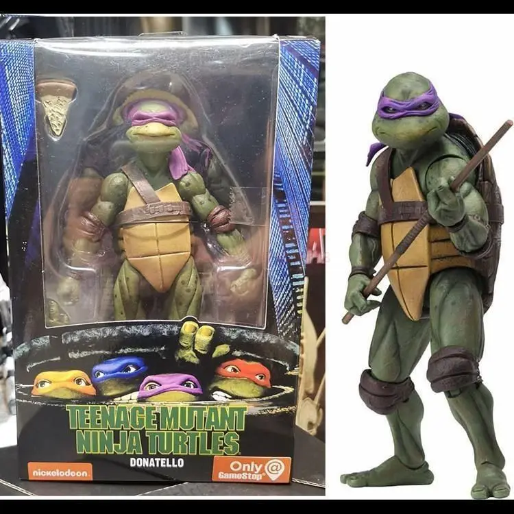 متوفر في المخزون Neca Turtles 1990 نمط الفيلم بيتزا نادي رافائيل ليوناردو مايكل أنجلو دوناتيلو شخصيات الرسوم المتحركة نموذج اللعب الهدايا