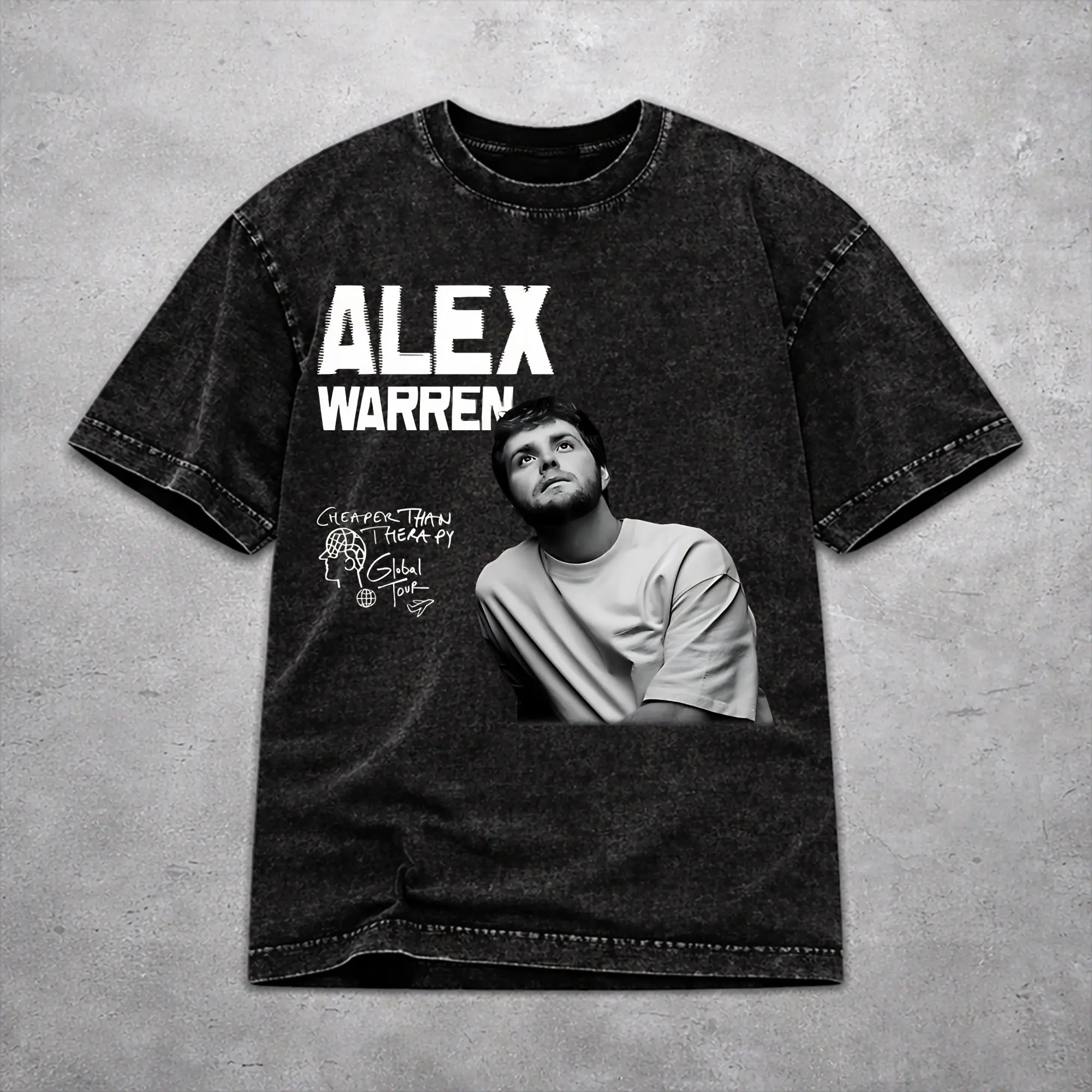 Alex Warren Little Orphan Live Tour 2026 Washed T Shirt Vintage Harajuku Men Women  Loose Tee T-Shirts 100% Cotton