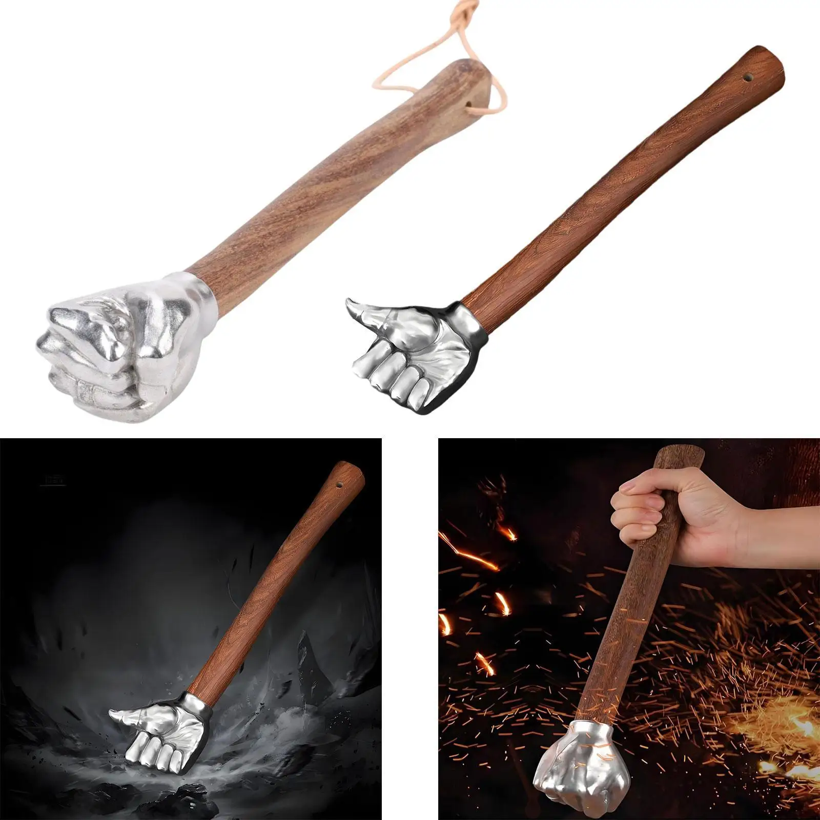 

Stainless Steel Hammer Anti Slip Ergonomic Grip Hand Tool Fist Shaped Head Hammer, 13.78inch for Woodworking, Gardening