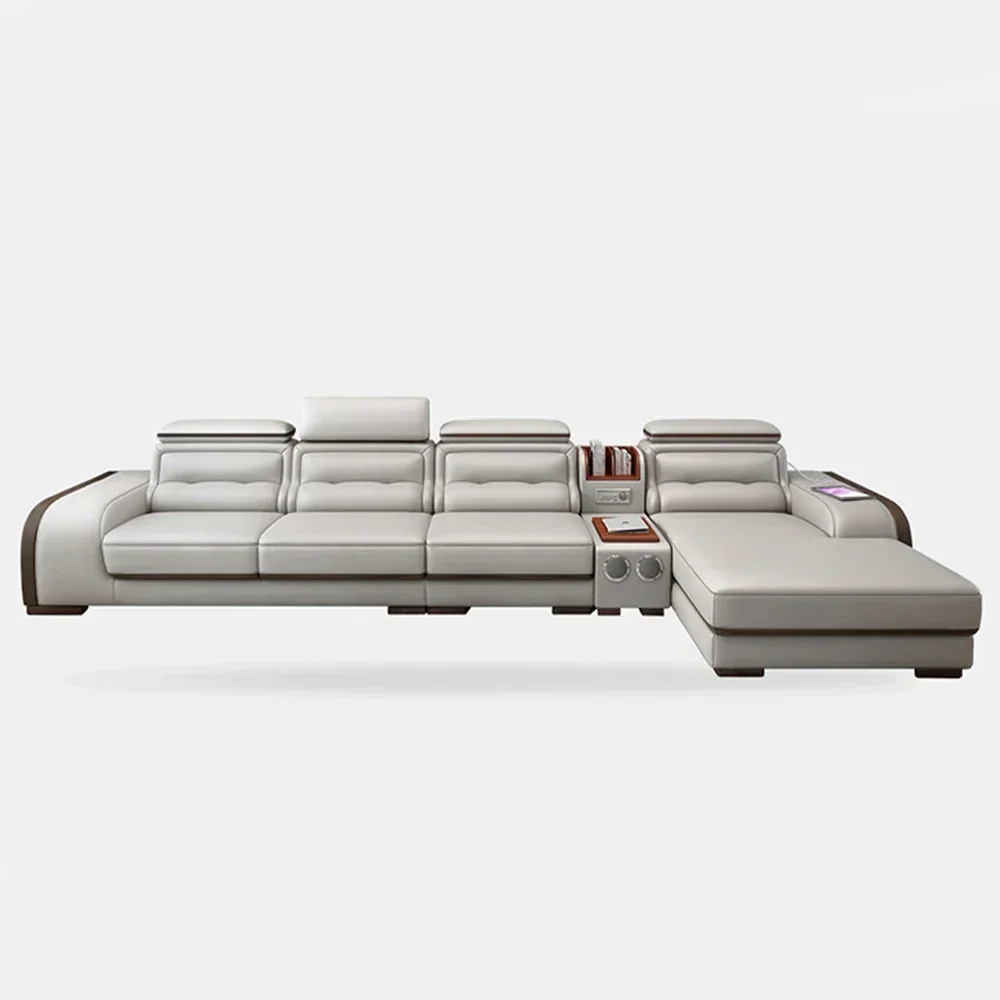 

Диван из натуральной кожи высокого качества в скандинавском стиле с Bluetooth-динамиком, USB и регулируемыми подголовниками