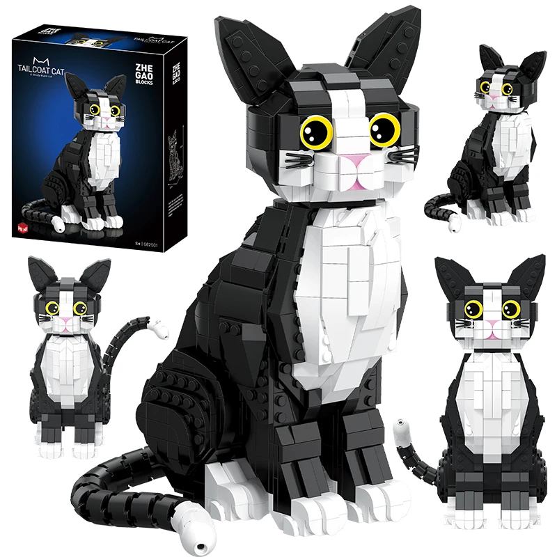 

Creative 801PCS Animal Tuxedo Cat Building Blocks Cute Cartoon Kitty Assemble Model Brick Educational Toy Gift For Kid Boy Adult