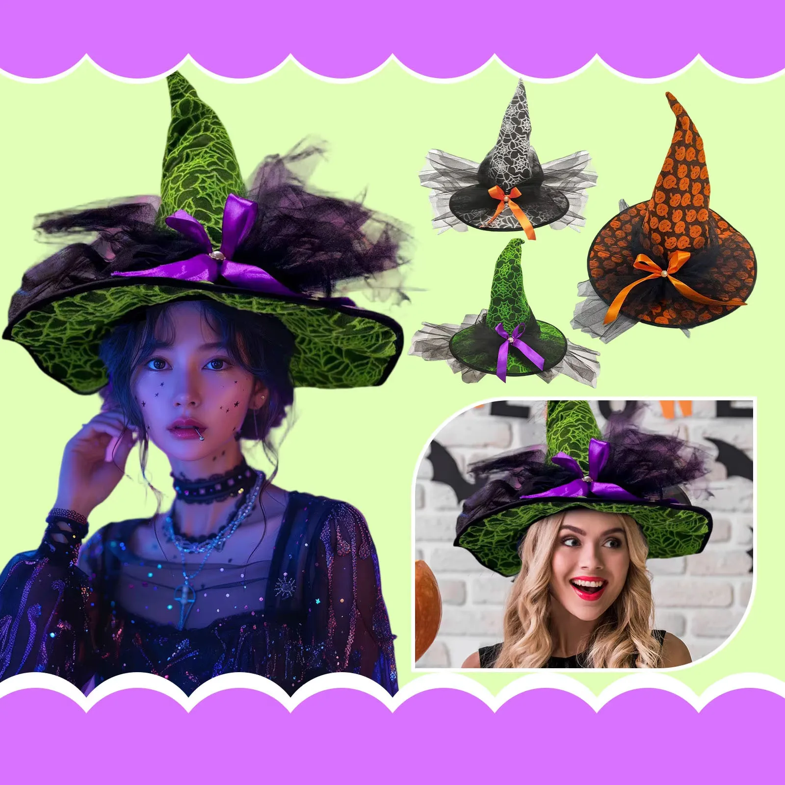 Action Cosplay Halloween Hat Witch Decoration Props Adult And Child Cosplay Witch Headdress Hat performance playthings for kids