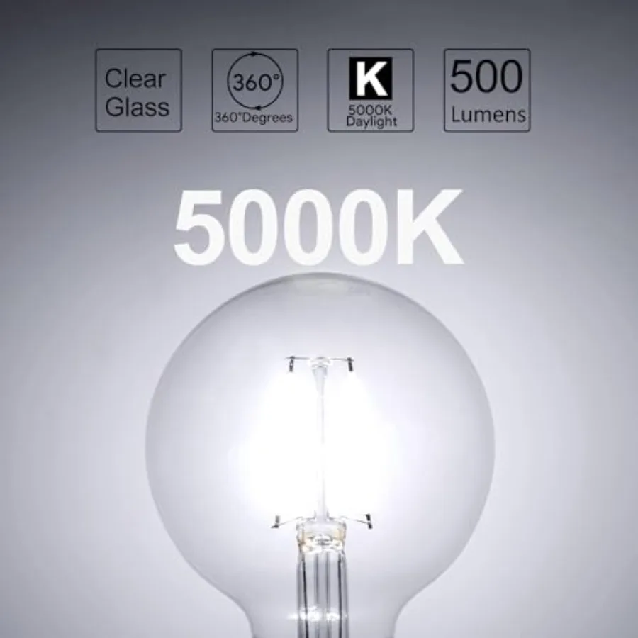 Dimmable LED Edison Light Bulb, G25 G80 Globe Bulb, 60W Equivalent, Daylight, Christmas Light, E26 Standard Base, ETL Listed - view 4