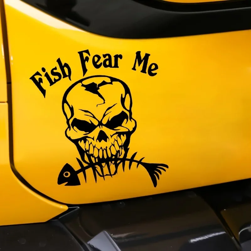 

Waterproof Vinyl - 1PC Trendy Skull & Fishbone Sticker - Water Bottles Kayak Tackle Boxes Fishing Enthusiasts Statement Decor