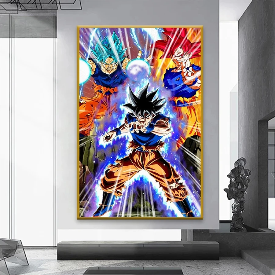 Kits de pintura de diamantes DIY, mosaico bordado de punto de cruz, Anime Dragon b-ball, Goku, Vegeta, arte para decoración del hogar, regalo para