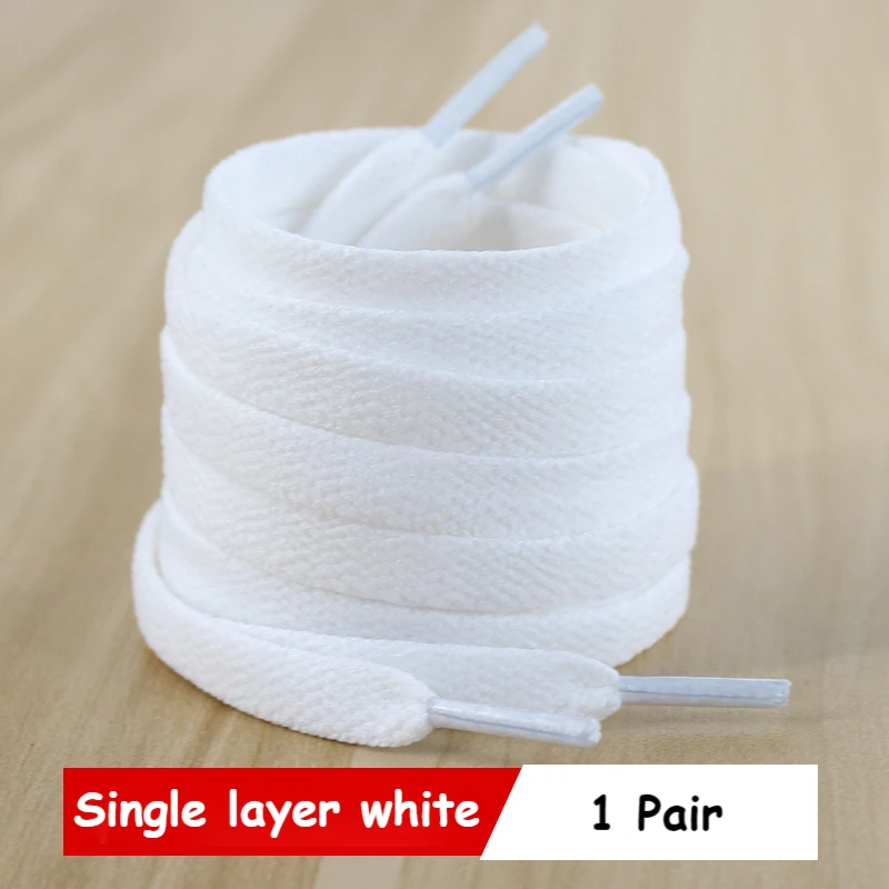 Classic White & Black Flat Shoelaces for Sneakers, High-Quality