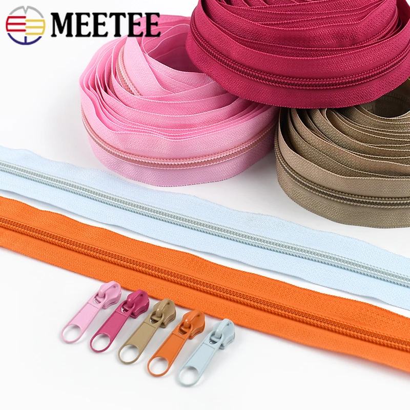 3/5/10M 3 #   5 #   Cerniera in nylon dai metri Cerniere Estrattore Cursori Borsa Vestiti Kit di riparazione chiusura con zip colorata Accessori per cucire