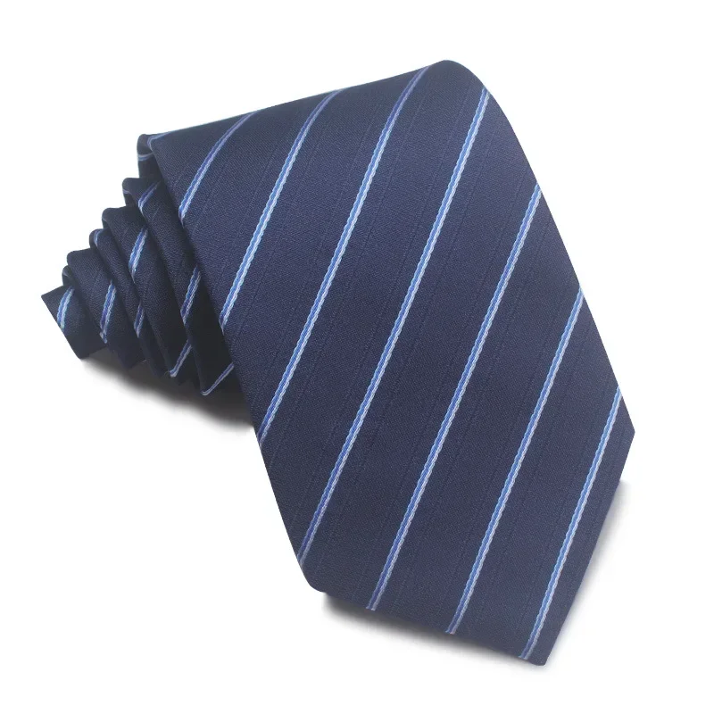 Blue Business Polyester Men's Tie NeckTie 8cm/3.15inch Ties for Men Formal Luxury Wedding High Quality Three-piece Set