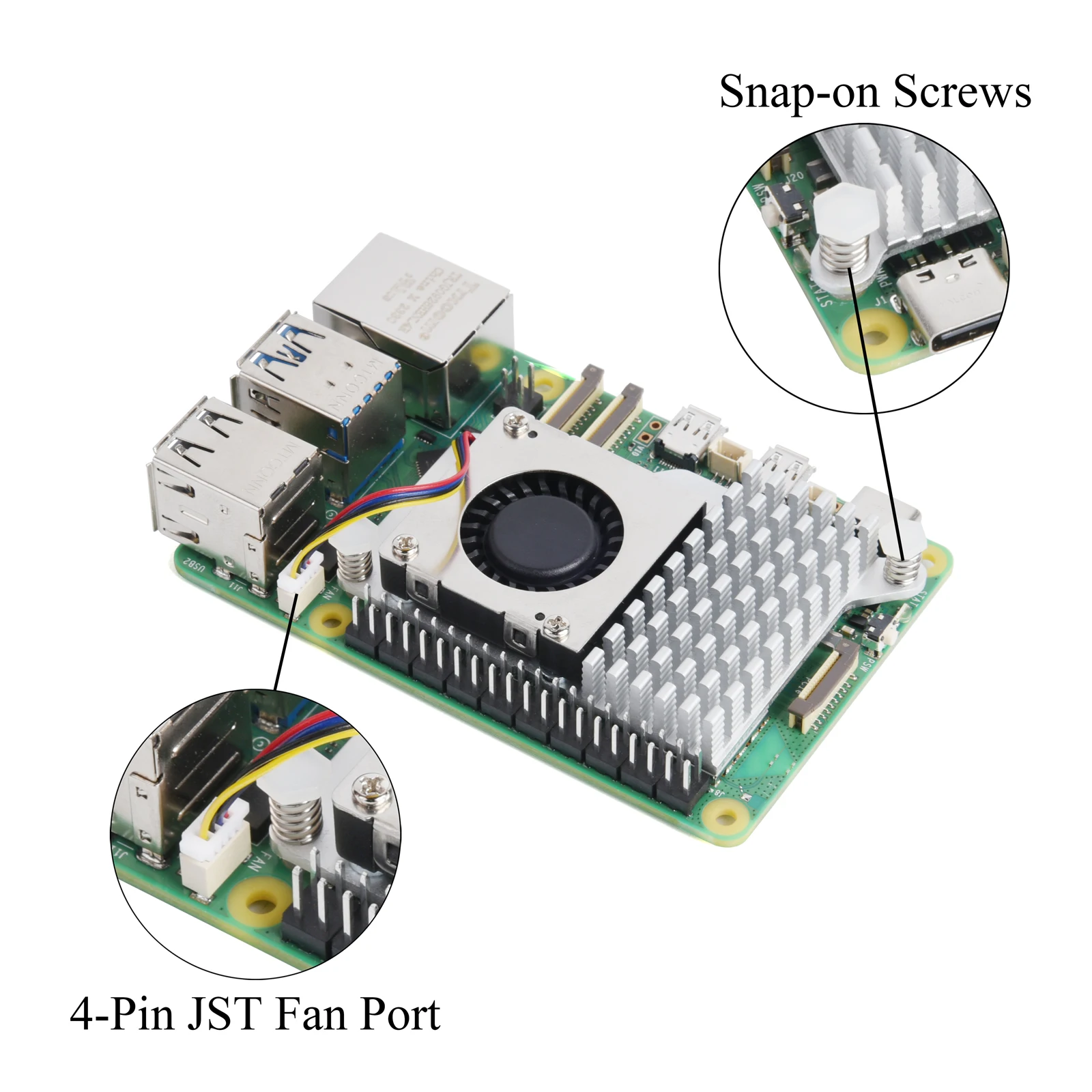 Disipador de calor para Raspberry Pi, Enfriador de aluminio anodizado con ventiladores activos DC 5V, compatible con Control de velocidad PWM para Raspberry Pi 5, 1 piezas