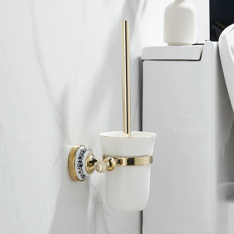 Bathroom Accessories Wall Mounted Paper Holder Toilet Gold Towel Ring Soap Box Cup Holder Luxury Ceramic Bathroom Hardware view 2