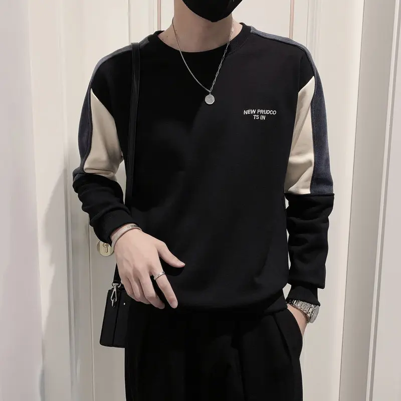 

Мужская толстовка с круглым вырезом и флисовой подкладкой, повседневная, с длинным рукавом, модная, для ношения под одеждой, осенне-зимняя новинка