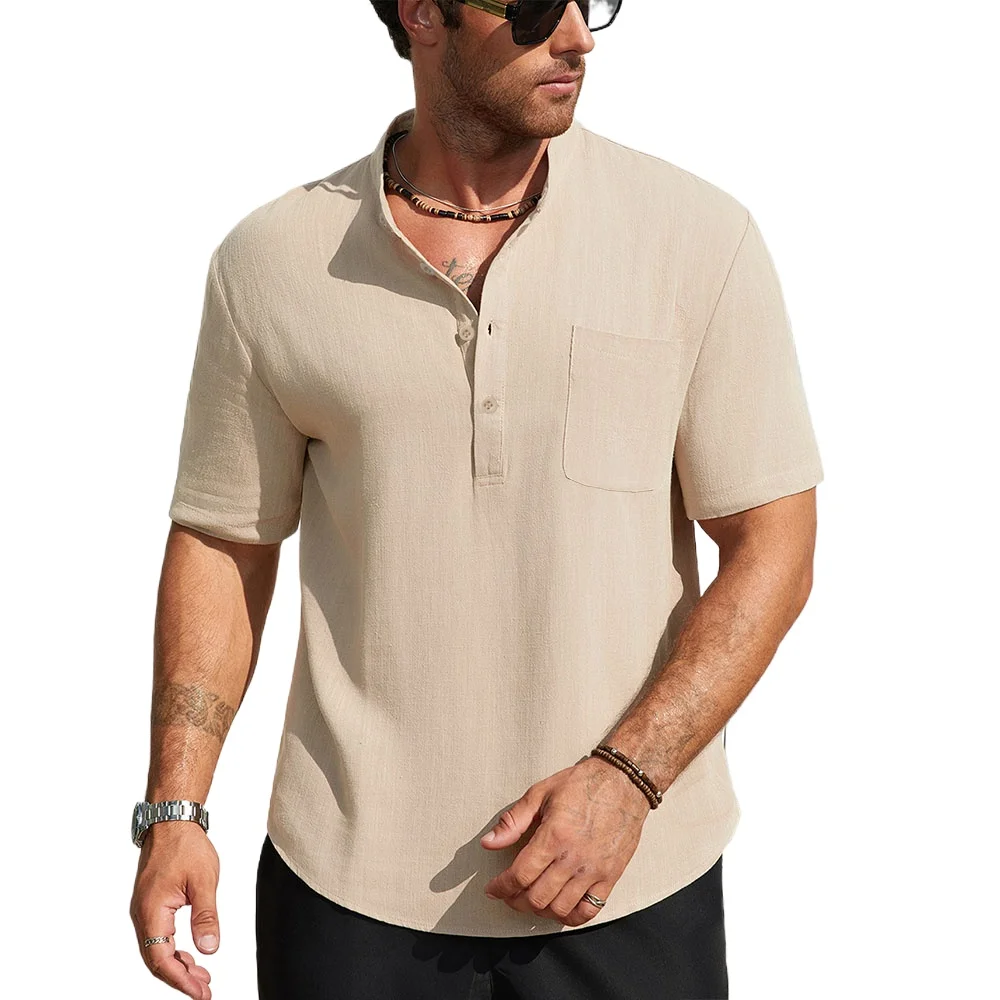 Männer Casual Baumwolle Leinen T-Shirt Leichte T Shirts für Männer Streetwear Strand Tops Tees Atmungsaktive Kurzarm Shirt Vintage