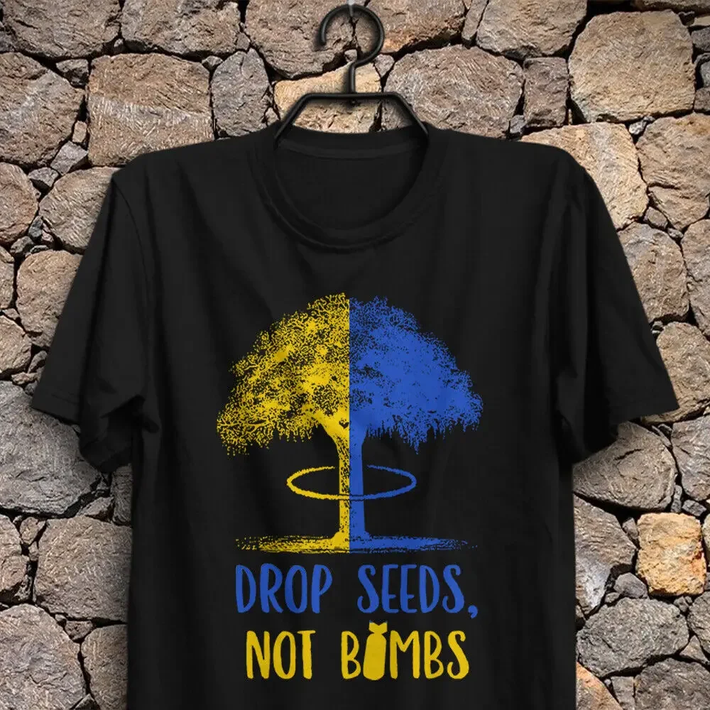 

Drop Seeds Not Booms Ukrainian Gift Tees Men's 100% Cotton Casual T-shirts Loose Top Size S-3XL