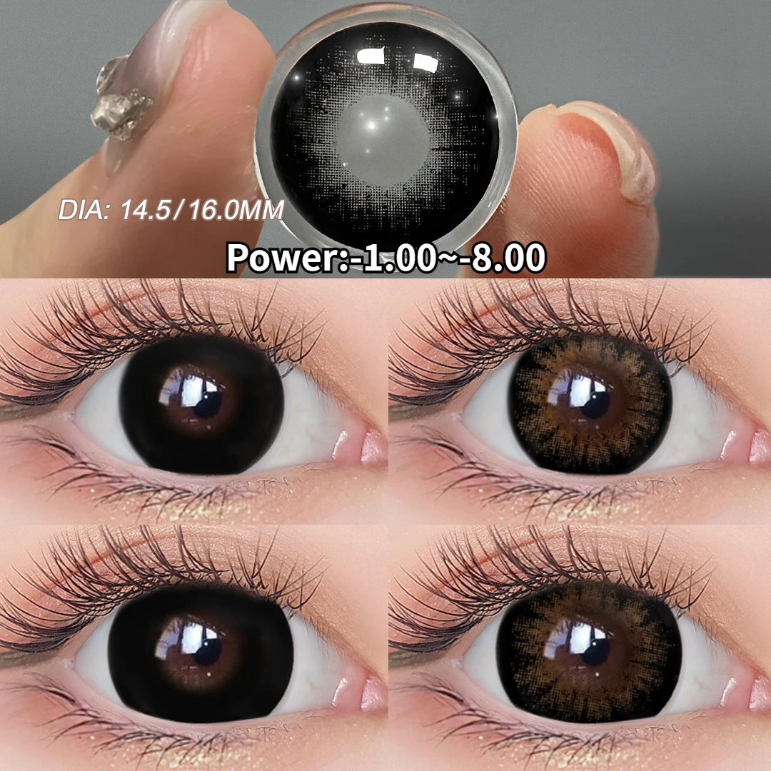 14.5/16mm Large Diameter Color Contact Lenses for Big Eyes Black Contacts Prescription Lenses with Diopter Myopia Lenses