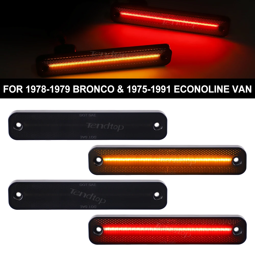 

4pcs LED Side Marker Light Repeater Indicator Turn Signal Lamp Fender For Ford Bronco 1978-1979 Econoline Van