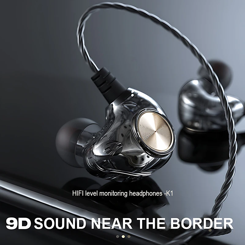 HIFI Heavy Bass Wired Earphone 3.5mm AUX In Ear Gaming Headset Dynamic Music Headphones Stereo Noise Cancelling Earbuds With Mic